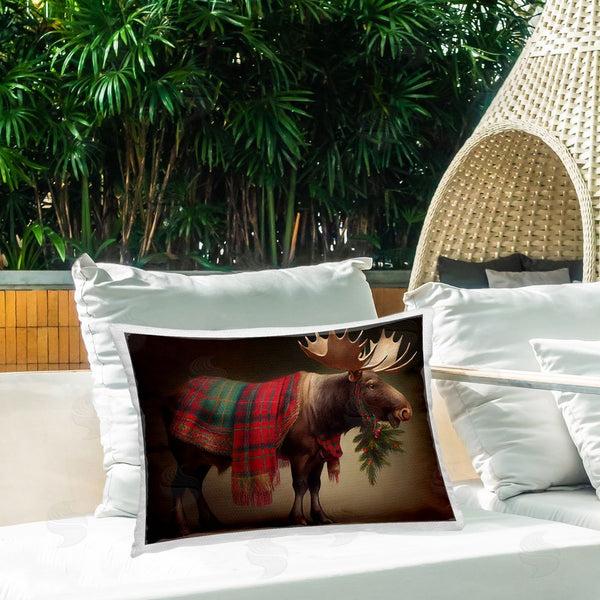 Stupell Industries Sasha | Festive Moose With Plaid Printed Throw Pillow