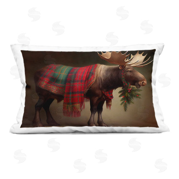 stupell industries Sasha | Festive Moose with Plaid Printed Throw Pillow