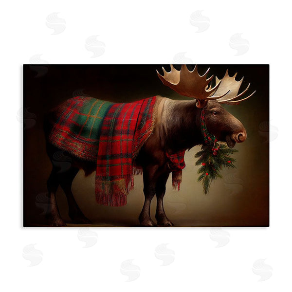 stupell industries Sasha | Festive Moose with Plaid Wall Art