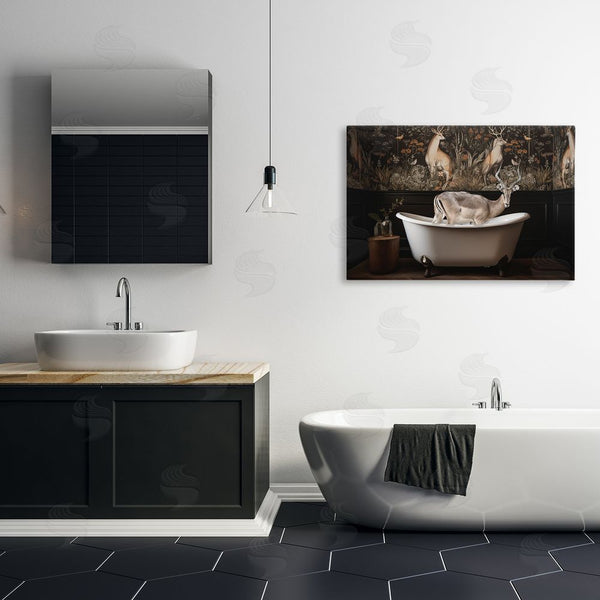 Stupell Industries Sasha | Forest Elk Rustic Bath Time Wall Art
