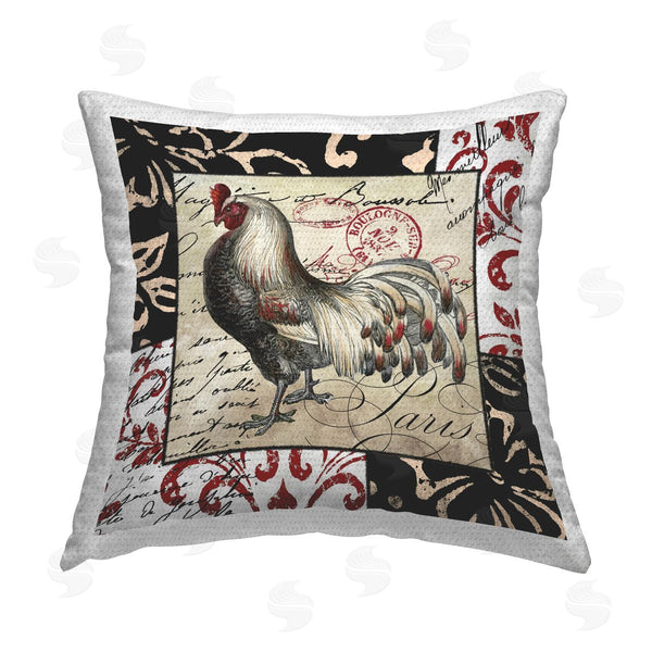 Stupell Industries Sasha | Hen With Vintage Cursive Printed Throw Pillow