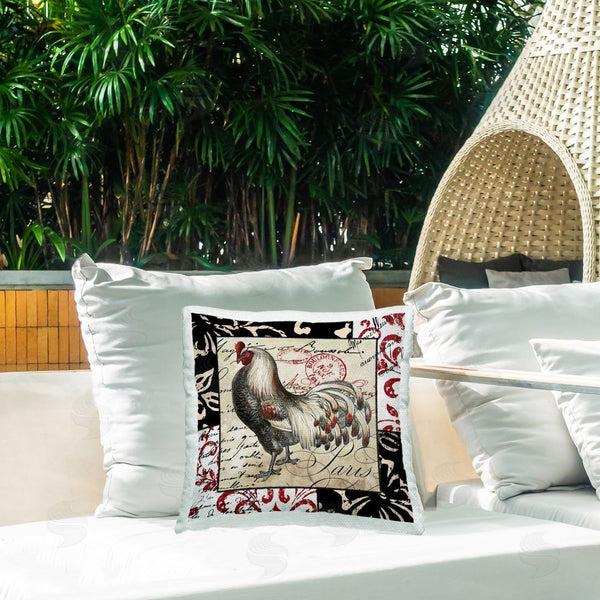 Stupell Industries Sasha | Hen With Vintage Cursive Printed Throw Pillow