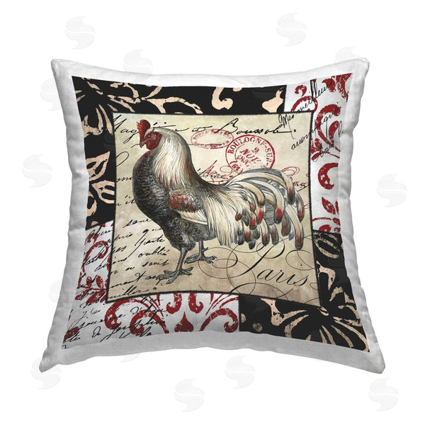 stupell industries Sasha | Hen with Vintage Cursive Printed Throw Pillow