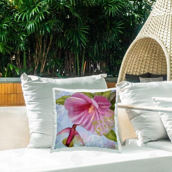 Stupell Industries Sasha | Hummingbird & Purple Poppy Printed Throw Pillow