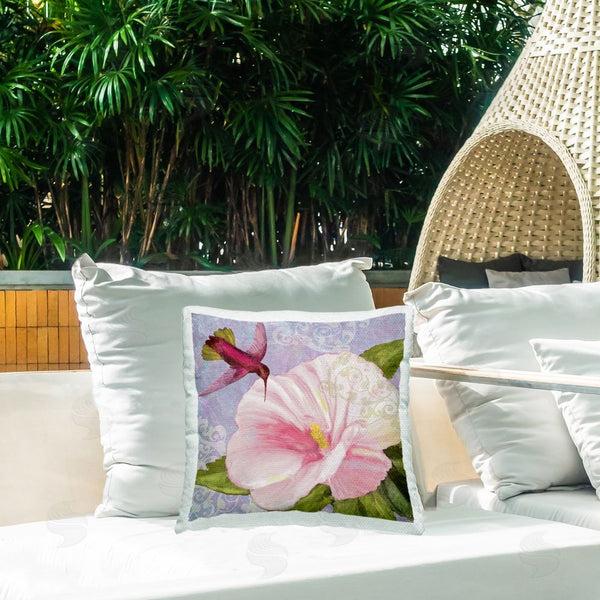 Stupell Industries Sasha | Hummingbird With White Flower Printed Throw Pillow