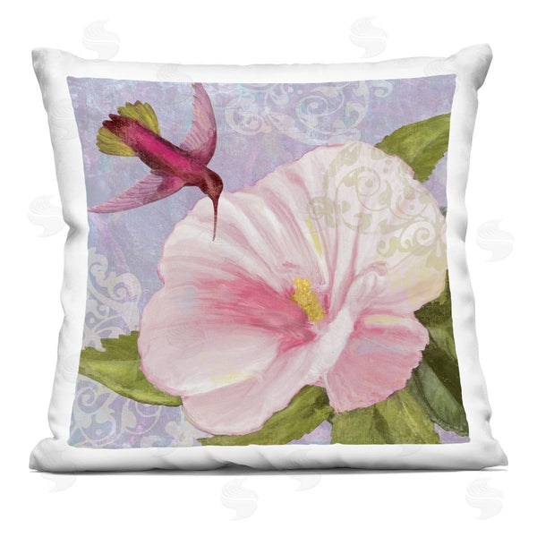 stupell industries Sasha | Hummingbird with White Flower Printed Throw Pillow