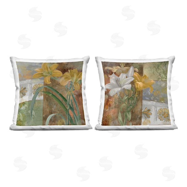stupell industries Sasha | Lilies & Vintage Tile Patterns Printed Throw Pillow Set