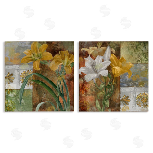 stupell industries Sasha | Lilies & Vintage Tile Patterns