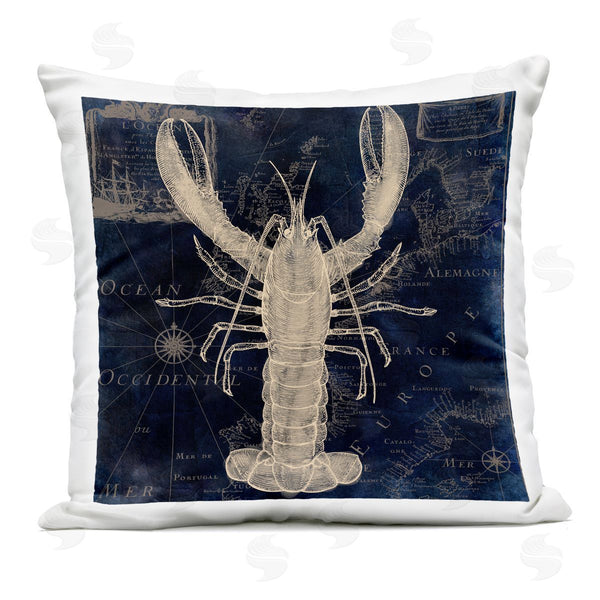Stupell Industries Sasha | Lobster Contour Over Map Printed Throw Pillow