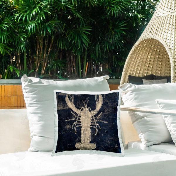 Stupell Industries Sasha | Lobster Contour Over Map Printed Throw Pillow