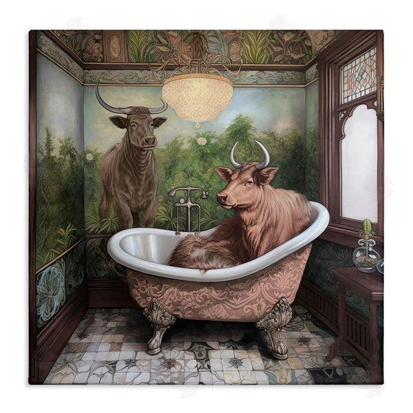 stupell industries Sasha | Longhorn Cattle Bath Time Tub Wall Art