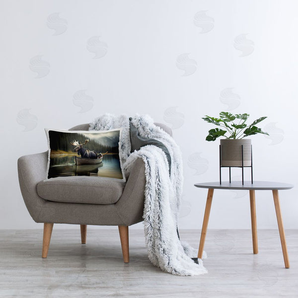 Stupell Industries Sasha | Moose In Canoe Tranquility Printed Throw Pillow