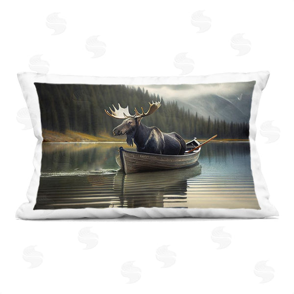stupell industries Sasha | Moose in Canoe Tranquility Printed Throw Pillow