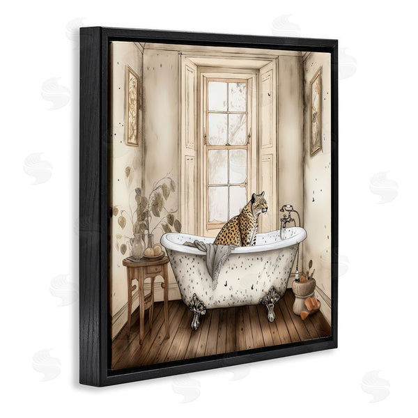 Stupell Industries Sasha | Neutral Leopard Bathtime Wall Art