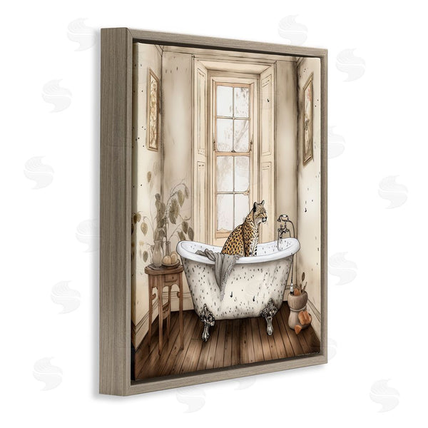 Stupell Industries Sasha | Neutral Leopard Bathtime Wall Art