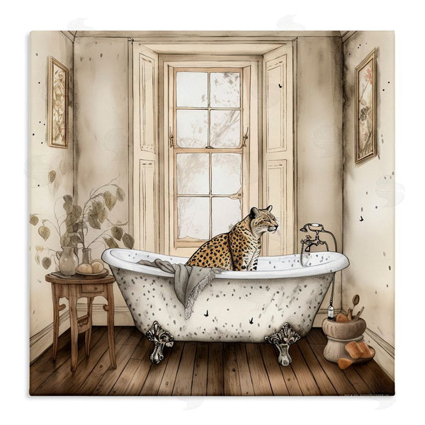 stupell industries Sasha | Neutral Leopard Bathtime Wall Art