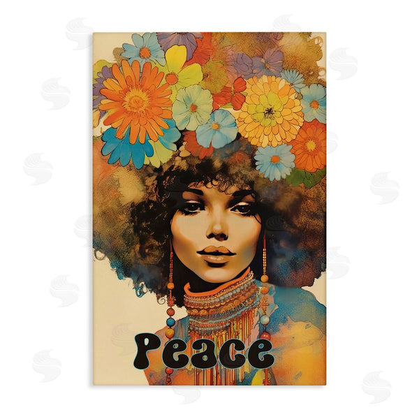 stupell industries Sasha | Peace Groovy Afro Girl Wall Art