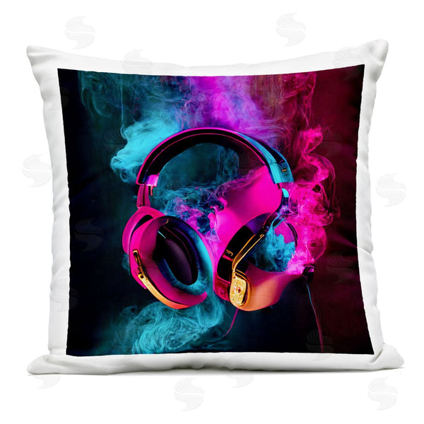 Stupell Industries Sasha | Power Play Pink & Blue Headphones Printed Throw Pillow