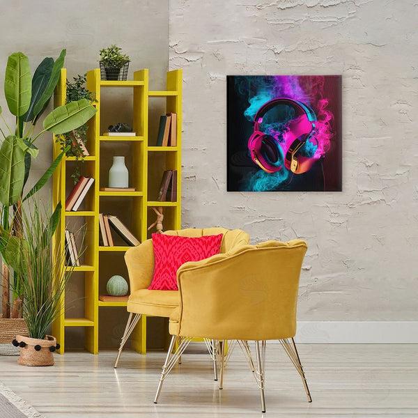 Stupell Industries Sasha | Power Play Pink & Blue Headphones Wall Art