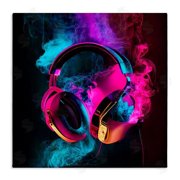 stupell industries Sasha | Power Play Pink & Blue Headphones Wall Art
