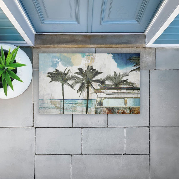 Stupell Industries Sasha | Retro Van Summer Beach View Non-Woven Door Mat