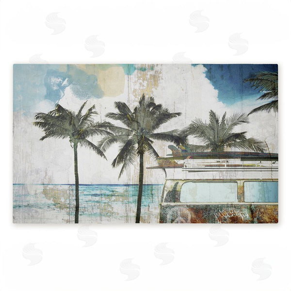 stupell industries Sasha | Retro Van Summer Beach View Non-Woven Door Mat