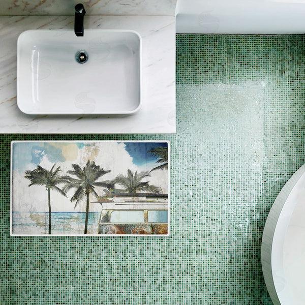Stupell Industries Sasha | Retro Van Summer Beach View Plush Bath Mat