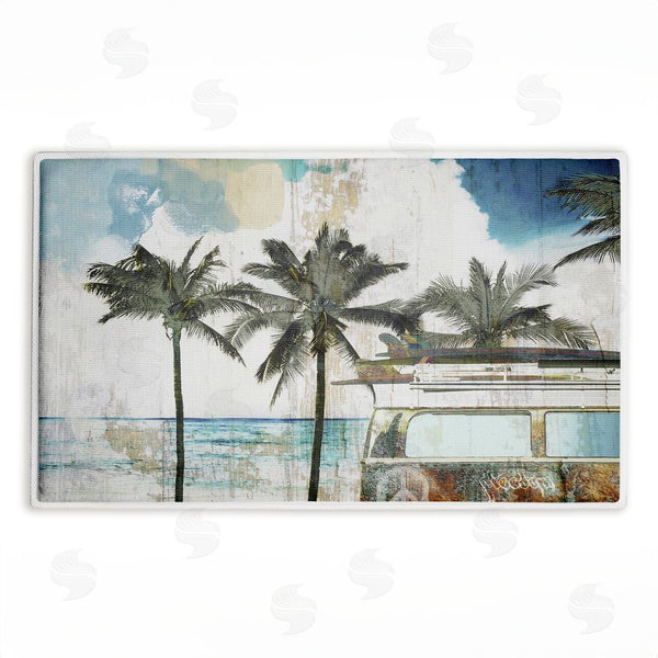 stupell industries Sasha | Retro Van Summer Beach View Plush Bath Mat