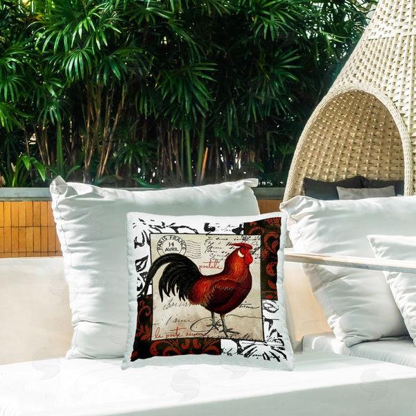 Stupell Industries Sasha | Rooster & Vintage Post Printed Throw Pillow