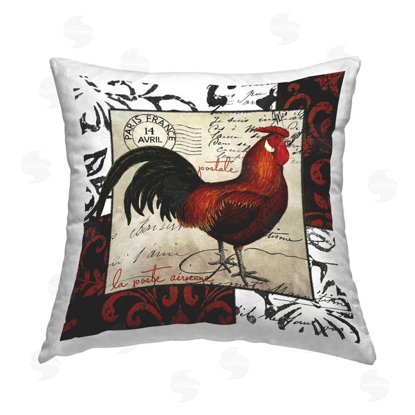 stupell industries Sasha | Rooster & Vintage Post Printed Throw Pillow