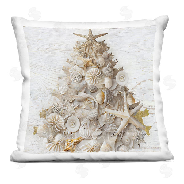 stupell industries Sasha | Rustic Holiday Seashell Tree Printed Throw Pillow