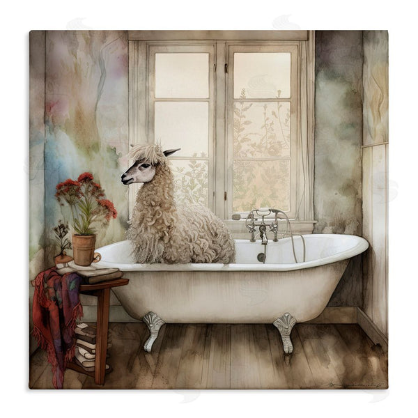stupell industries Sasha | Shaggy Alpaca Bath Time Wall Art