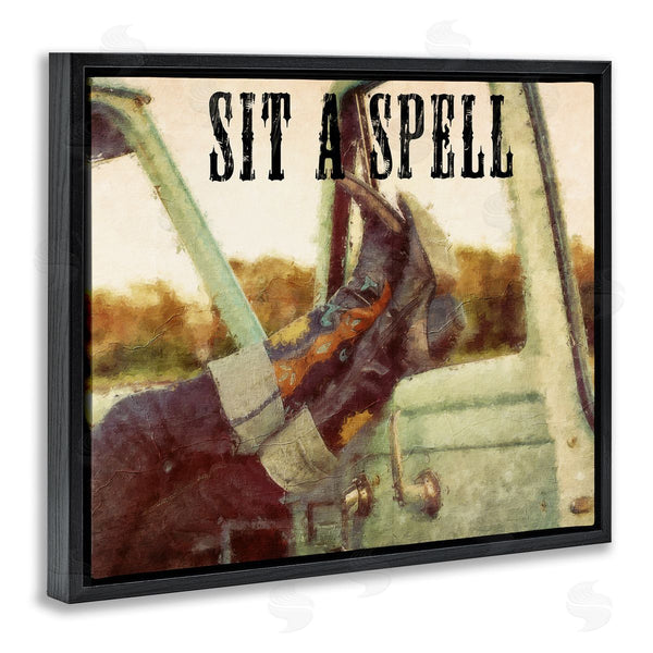 Stupell Industries Sasha | Sit A Spell Cowboy Wall Art