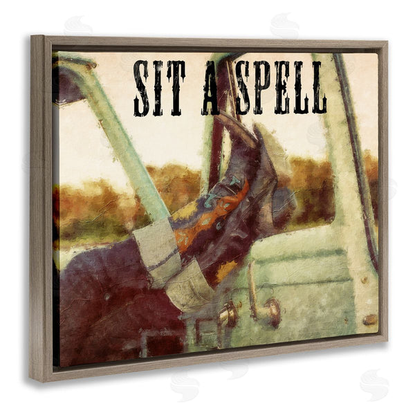 Stupell Industries Sasha | Sit A Spell Cowboy Wall Art