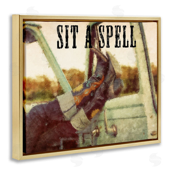 Stupell Industries Sasha | Sit A Spell Cowboy Wall Art