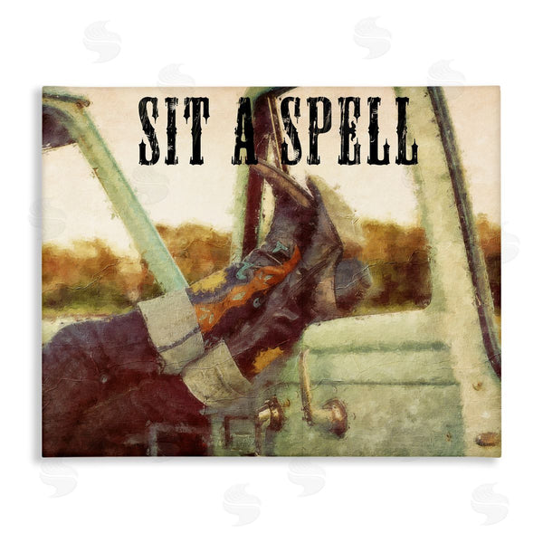 stupell industries Sasha | Sit A Spell Cowboy Wall Art