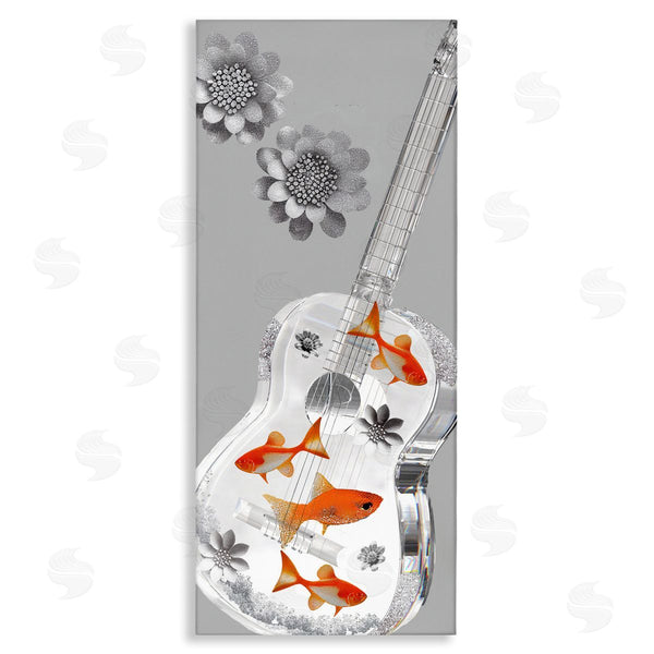 stupell industries Sasha | Sparkle Fish Guitar and Flowers Wall Art