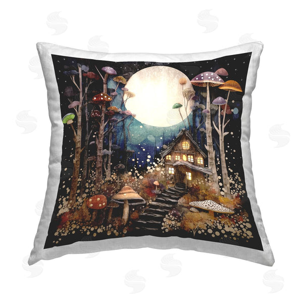 stupell industries Sasha | Whimsical Mushroom Cottage Printed Throw Pillow