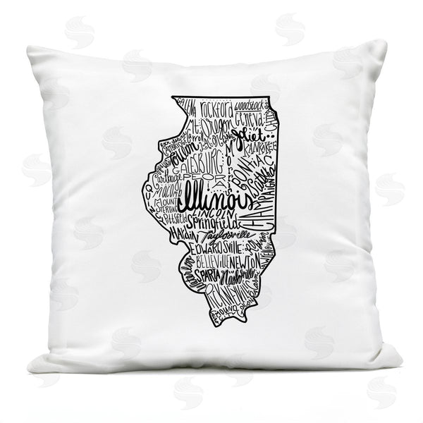 Stupell Industries Saturday Evening Post | Illinois State Cities Typography Map Printed Throw Pillow