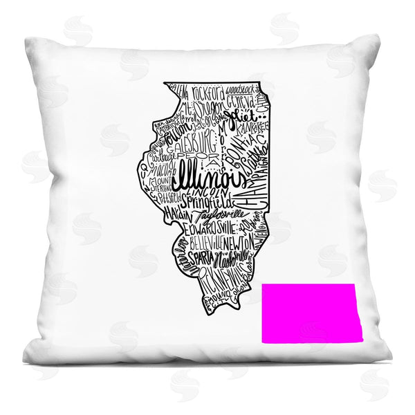 stupell industries Saturday Evening Post | Illinois State Cities Typography Map Printed Throw Pillow