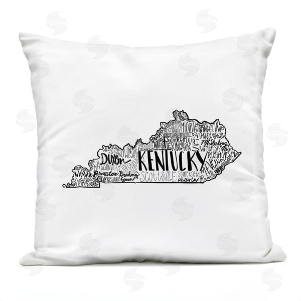 Stupell Industries Saturday Evening Post | Kentucky State Shape Outline Cities Map Printed Throw Pillow