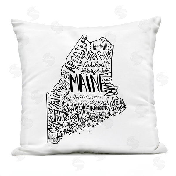 Stupell Industries Saturday Evening Post | Maine State Shape City Text Map Printed Throw Pillow