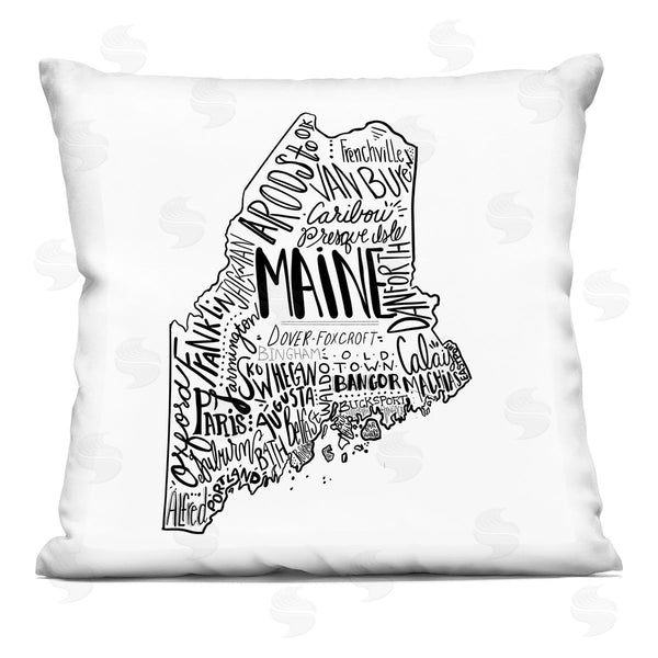 stupell industries Saturday Evening Post | Maine State Shape City Text Map Printed Throw Pillow