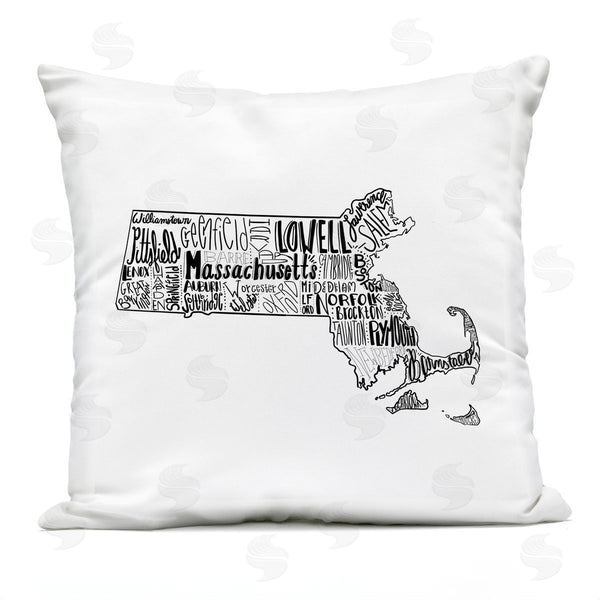 Stupell Industries Saturday Evening Post | Massachusetts State Shape Printed Throw Pillow