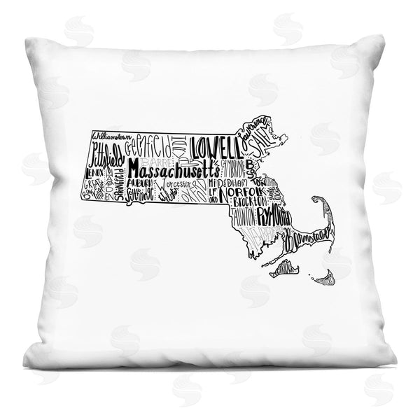 stupell industries Saturday Evening Post | Massachusetts State Shape Printed Throw Pillow