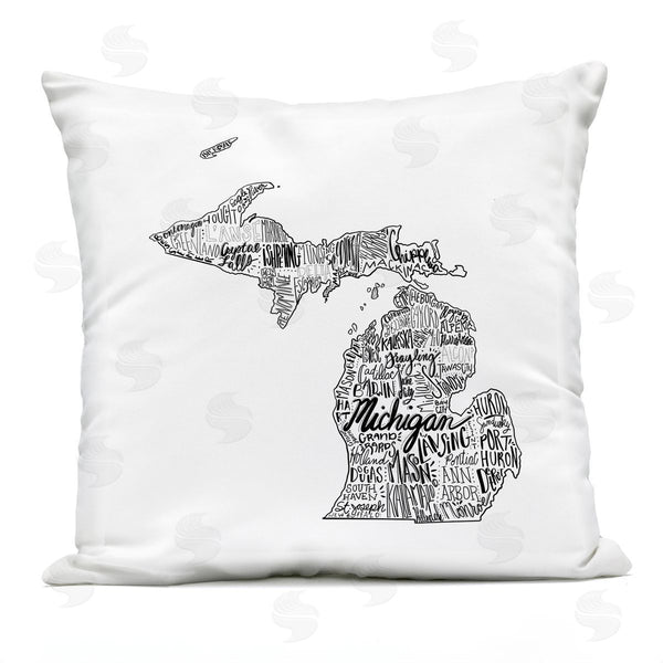Stupell Industries Saturday Evening Post | Michigan State Map Printed Throw Pillow