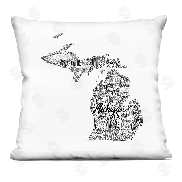 stupell industries Saturday Evening Post | Michigan State Map Printed Throw Pillow
