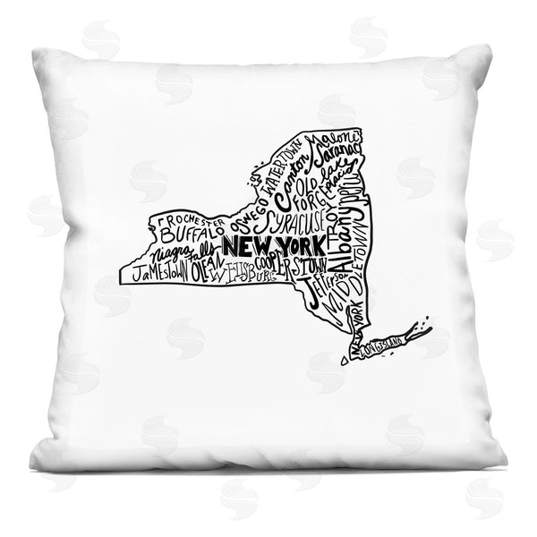 stupell industries Saturday Evening Post | New York State Shape Cities Typography Printed Throw Pillow