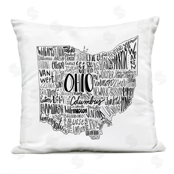 Stupell Industries Saturday Evening Post | Ohio State Typography Cities Map Shape Printed Throw Pillow