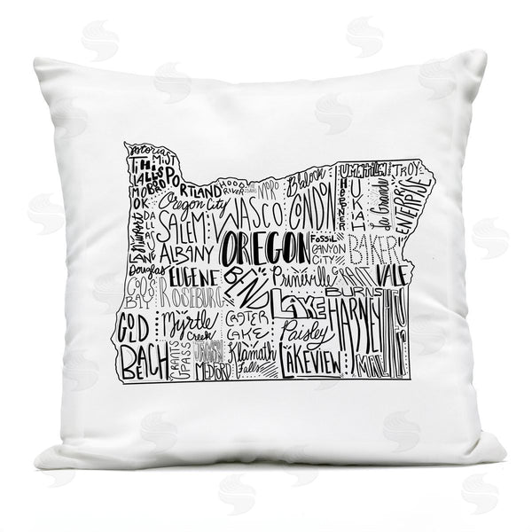 Stupell Industries Saturday Evening Post | Oregon State Outline Typography City Map Printed Throw Pillow